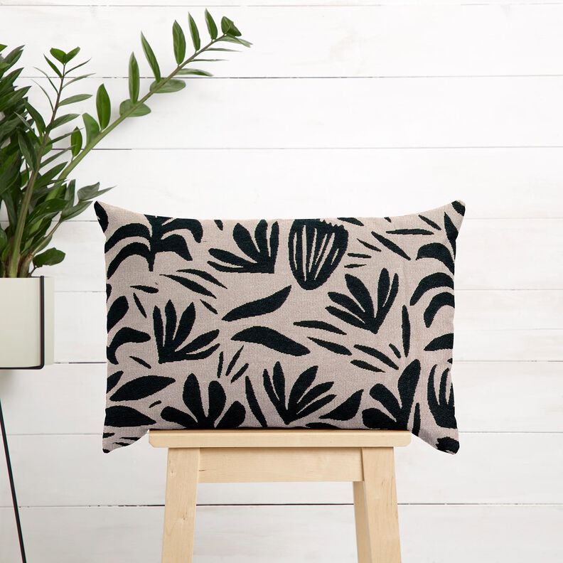 Decostof Gobelin abstracte planten – lichtbeige/zwart, image number 7