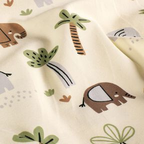 Katoenjersey Jungle-olifanten – ecru/riet, 