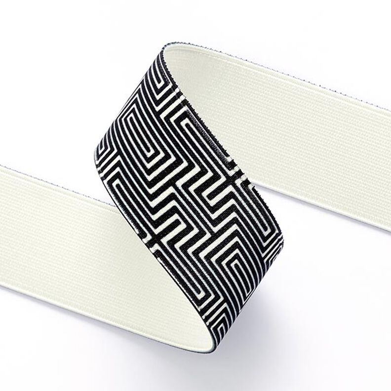 Elastiek labyrint [ 3,5 cm ] – zwart/wit,  image number 2