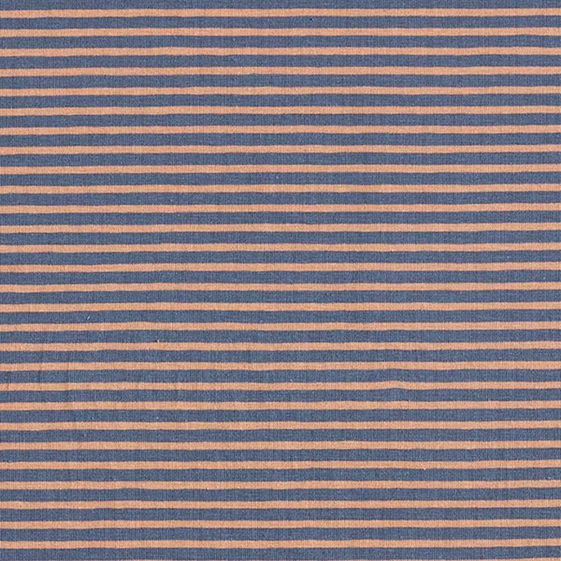 Katoenjersey smalle strepen – koper/jeansblauw,  image number 1