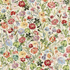 Decostof Gobelin vrolijke bloementuin – lichtbeige/groen, 