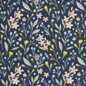 Katoenen stof Cretonne Bloemen – nachtblauw, 