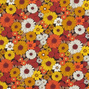 Viscosestof Zomerbloemen – zonnegeel/zwart, 