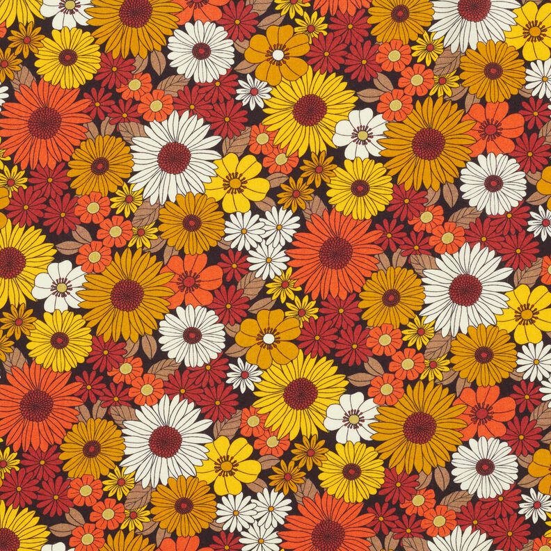 Viscosestof Zomerbloemen – zonnegeel/zwart,  image number 1