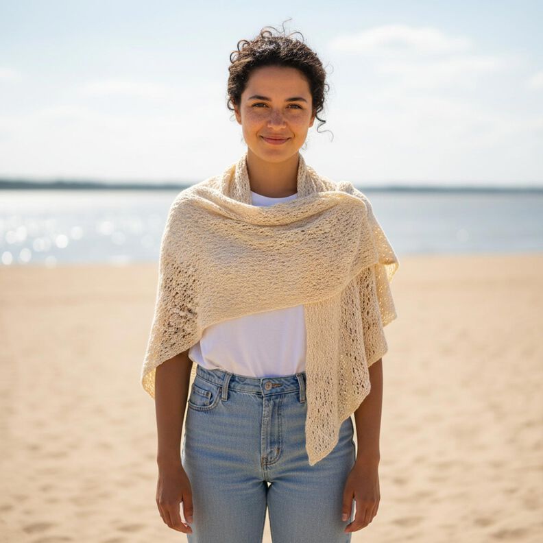 Gebreide stof golfpatroon &ndash; cr&egrave;me,  image number 5