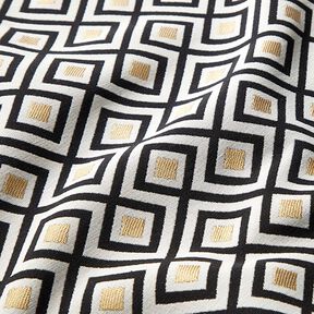 Decostof Jacquard Art deco ruiten – ecru/goud, 