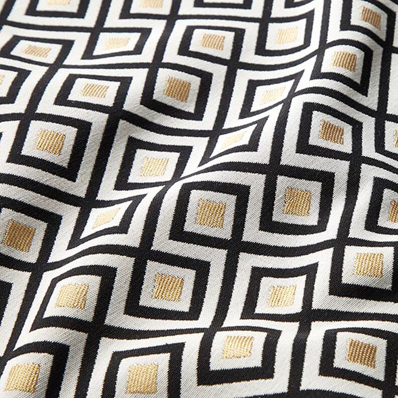 Decostof Jacquard Art deco ruiten – ecru/goud,  image number 2