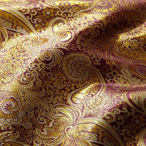 Kledingsjacquard metallic paisley – lila/goud, 