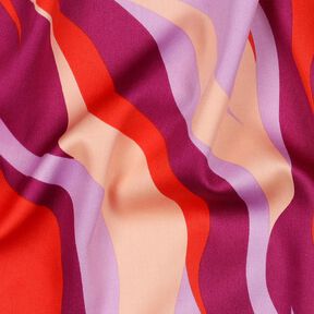 Katoensatijn Retro golven| Poppy Fabrics – purper/oranje, 