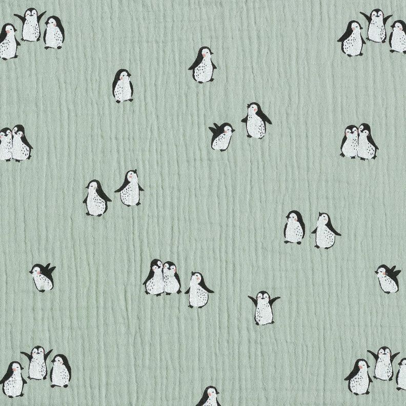 Mousseline/dubbel gehaakte stoffen blije pinguïns – riet, image number 1