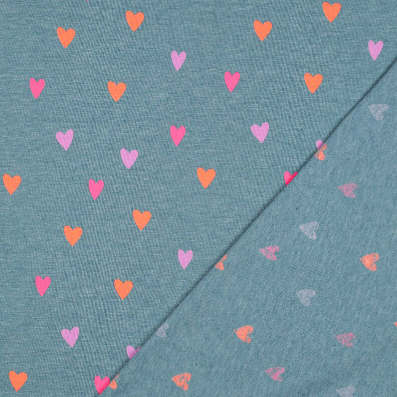 Katoenjersey Neonharten | by Poppy – duifblauw/neon oranje,  image number 4