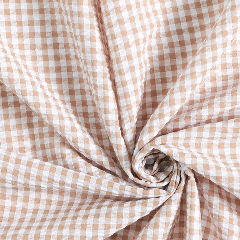 Seersucker Katoenmix Vichy-ruit – beige,  image number 3