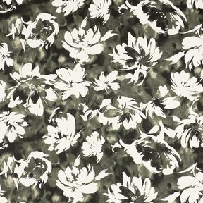 Viscosestof aquarel wilde rozen – donkergrenen/ecru, 