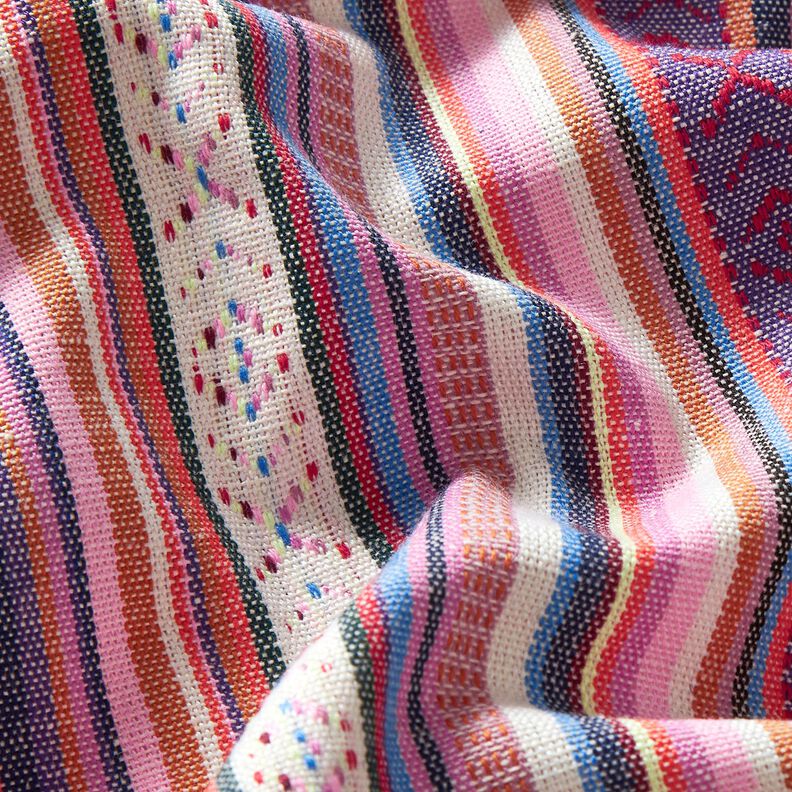 Decostof Jacquard Pastelkleurige strepen – roze/lila, image number 2