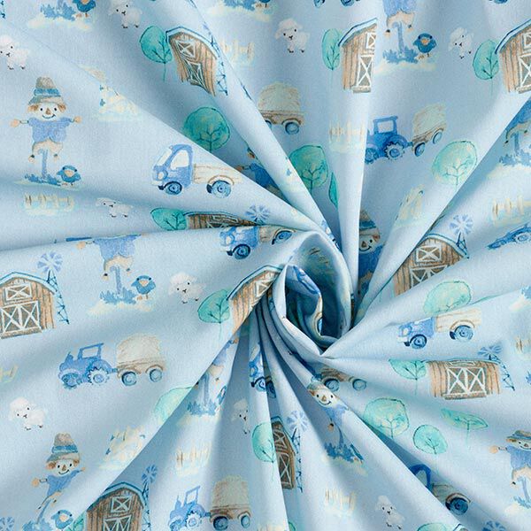 Katoenpopeline Boerderij Digitaal printen – babyblauw, image number 3