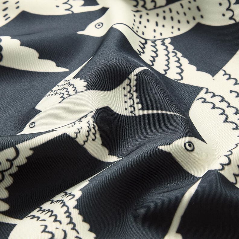 Satijnen paneel zwaluwen | Katia Fabrics – anthraciet/creme,  image number 10