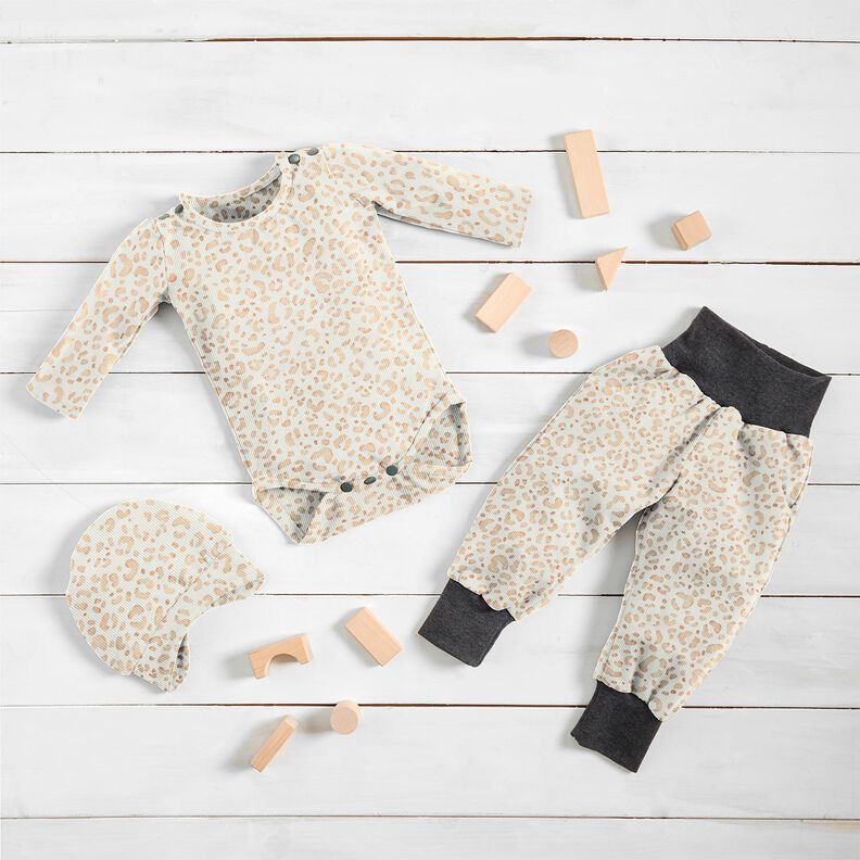 Ribjersey delicate leeuw Digitaal printen &ndash; wit,  image number 5