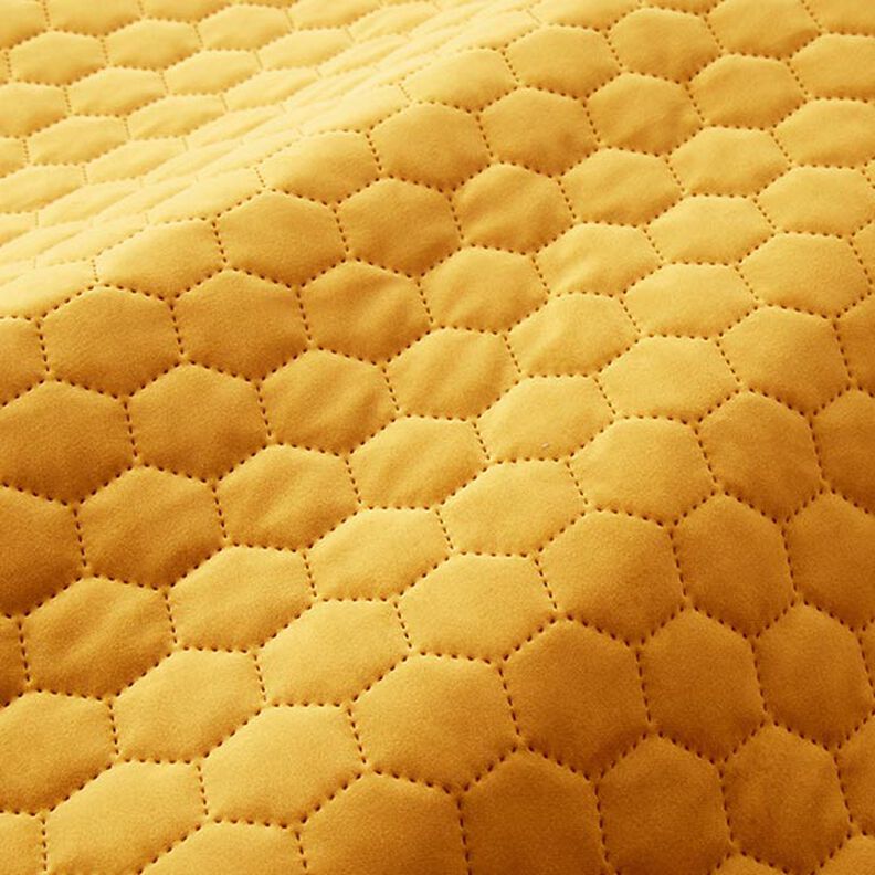 Bekledingsstof doorgestikte fluwelen honingraten – mosterd,  image number 2