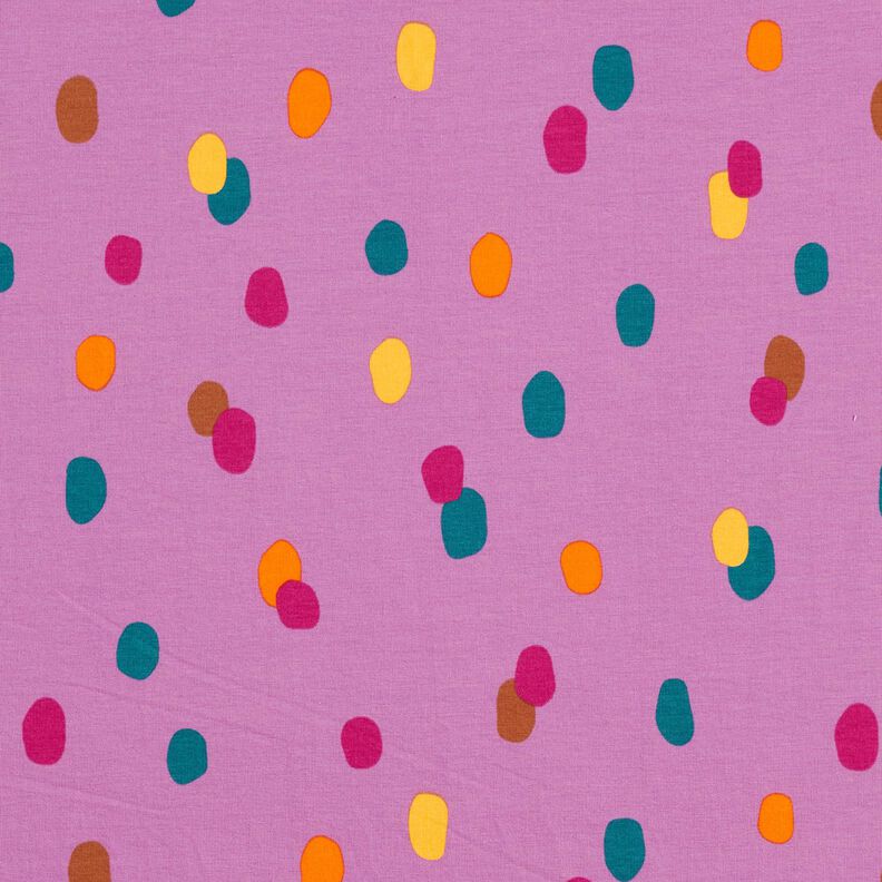 French Terry sommersweat kleurrijke vlekken – pastelviolet/oranje,  image number 1