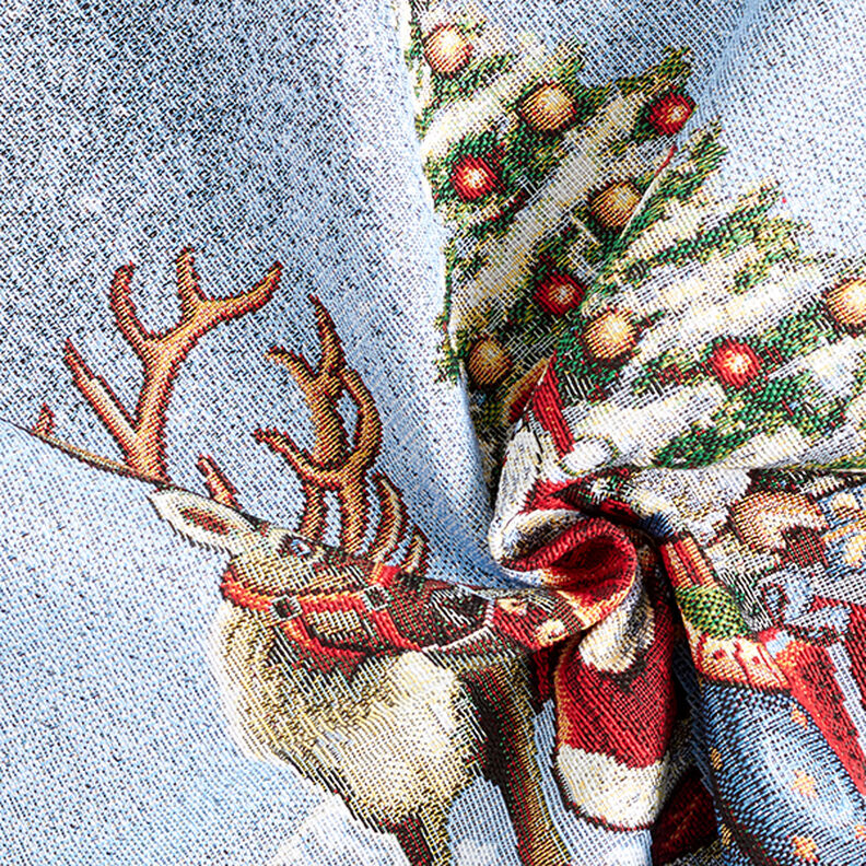Decoratief stuk Gobelin Kerstman met rendieren – blauw, image number 3