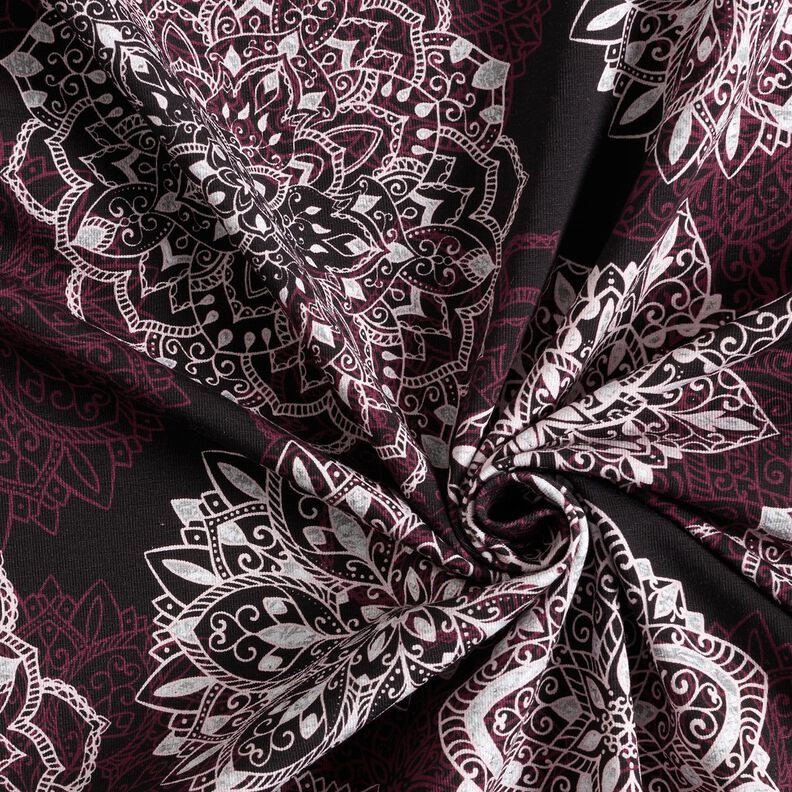 Katoenjersey Mandala‘s | Glitzerpüppi – merlot/zilvergrijs,  image number 3
