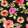 Viscosestof grote bloemen digitale print – zwart/purper,  thumbnail number 1