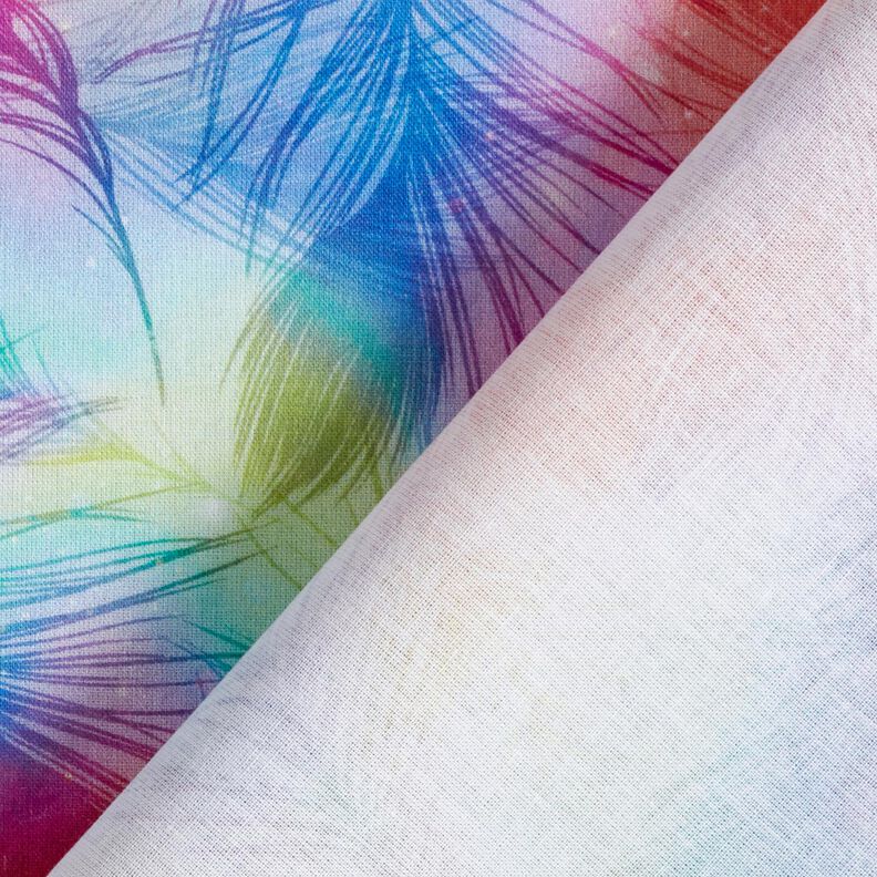 Katoenpopeline Regenboog veren Digitaal printen – koningsblauw/kleurenmix, image number 4