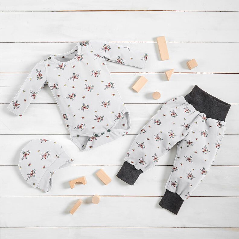 GOTS Katoenjersey verspreide bloemen | Poppy Fabrics – wit,  image number 7