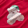 Panel French Terry sommersweat Kerst teddybeer – ecru/rood,  thumbnail number 3