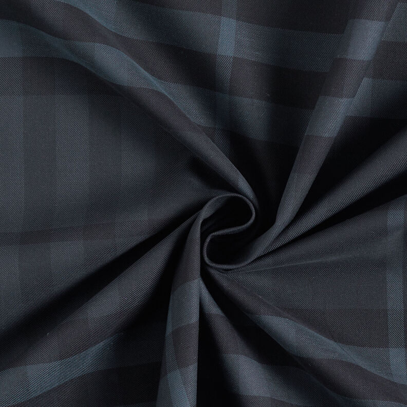 Overhemdstof tartan ruit – nachtblauw/zwart,  image number 3