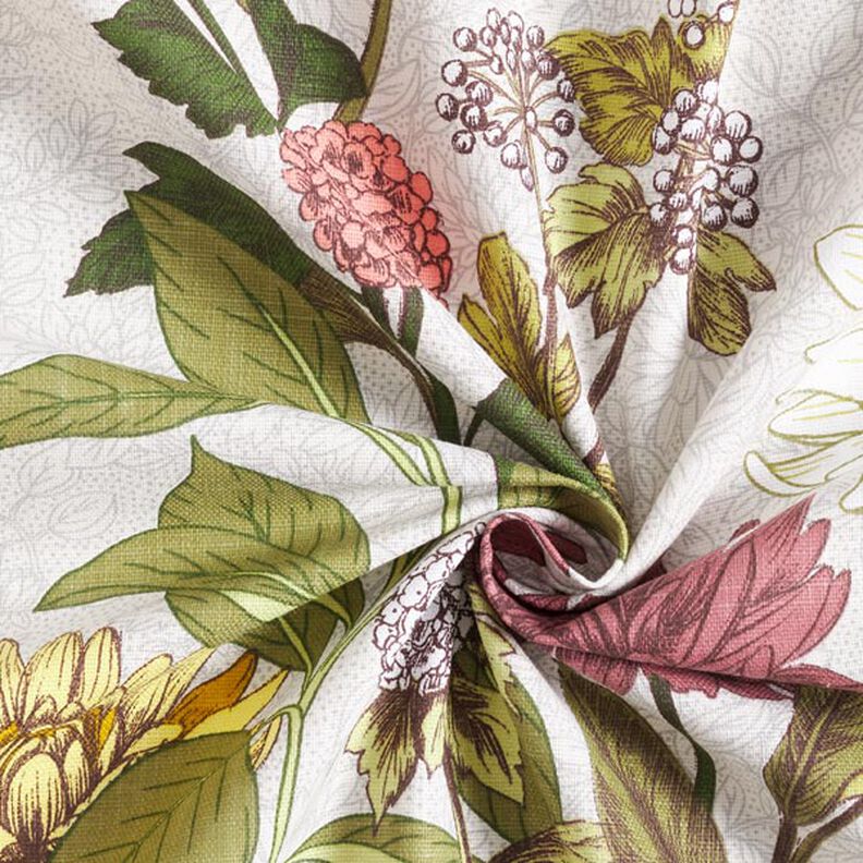 Decostof panama bloemenprint – nevelgrijs, image number 4