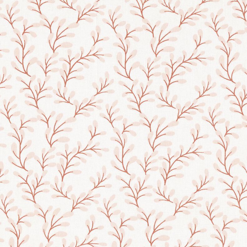 Katoenpopeline Bladertakken – wit/roségoud, image number 1