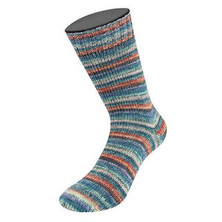 LANDLUST Sockenwolle „Bunte Ringel“, 100g | Lana Grossa – blauw/rood, 