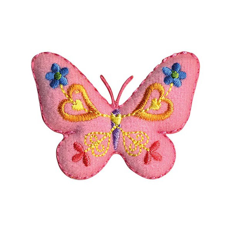 Applicatie vlinder [ 4,5 x 5,5 cm ] – roze/geel,  image number 1