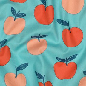 Katoenpopeline grote appels | Poppy Fabrics – aquablauw/zalm, 