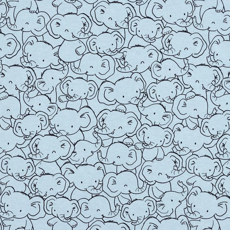 Katoenmix Jersey Olifantenzwerm – zilverblauw,  image number 1