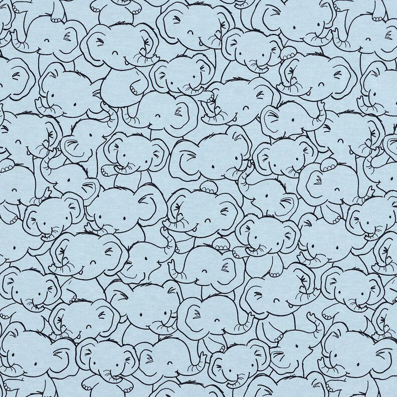 Katoenmix Jersey Olifantenzwerm – zilverblauw, image number 1