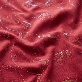 Fijn corduroy glitterborduurbloemen – karmijnrood, 