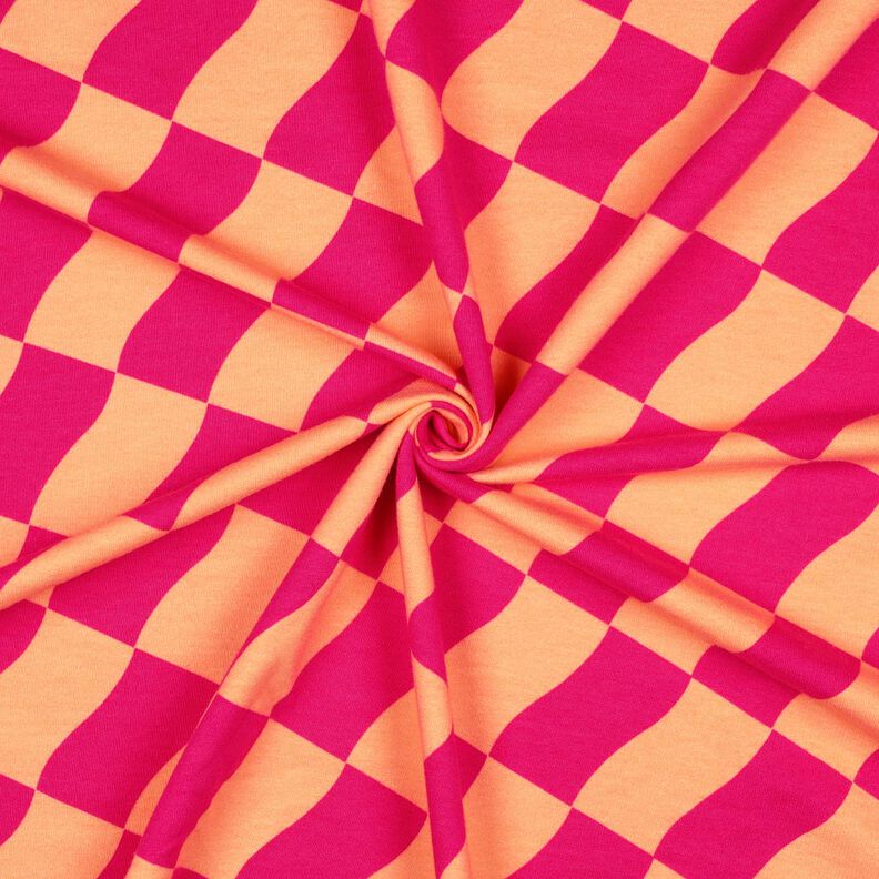 Softsweat golvende ruit| Poppy Fabrics – intens roze/perzik sinaasappel,  image number 3
