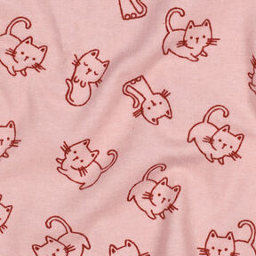 Katoenflanel Katten | by Poppy – licht oudroze/roodbruin, 