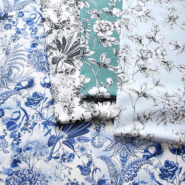 Decostof Canvas weelderige bloemen 280 cm – koningsblauw/wit, image number 5