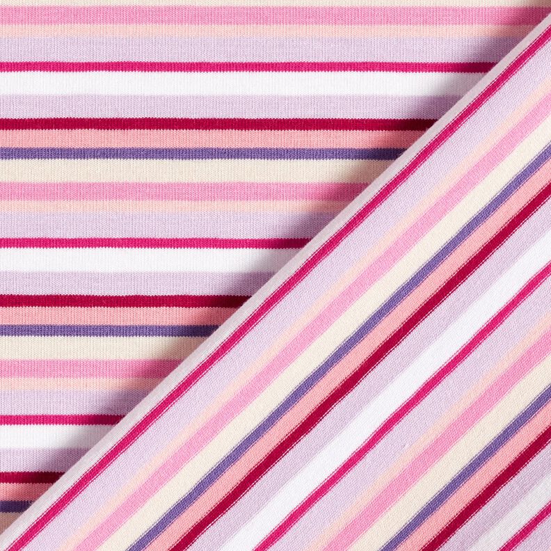 Katoenjersey Ringletstrepen – lila/pink, image number 4
