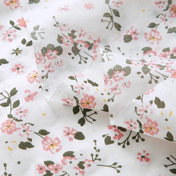 Zijde-viscose-satijn verspreide bloemen – wit, image number 3
