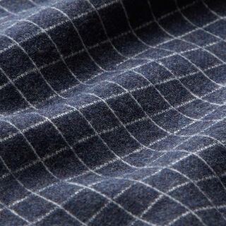 Breijacquard geruwd rasterruit – jeansblauw, 