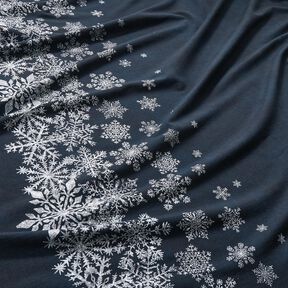French Terry sommersweat IJsbloemen Borduurstof | Glitzerpüppi – nachtblauw/wit, 