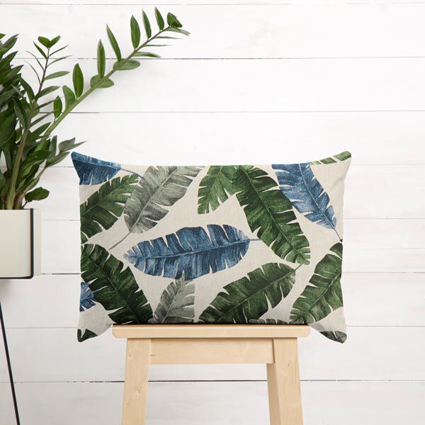 Decostof half panama Palmbladeren – donkergroen/blauw, image number 8