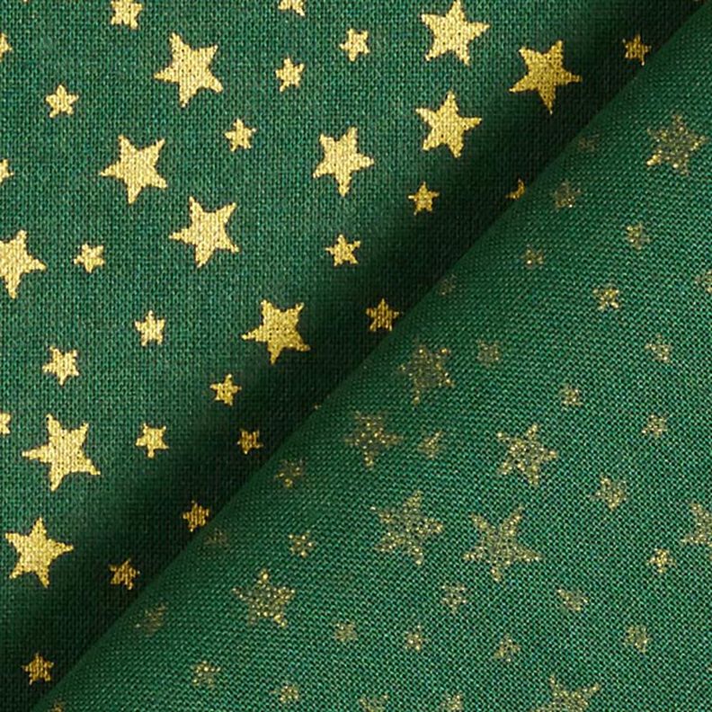 Katoenen stof cretonne Kerst sterrenhemel klein – donkergroen/goud, image number 5