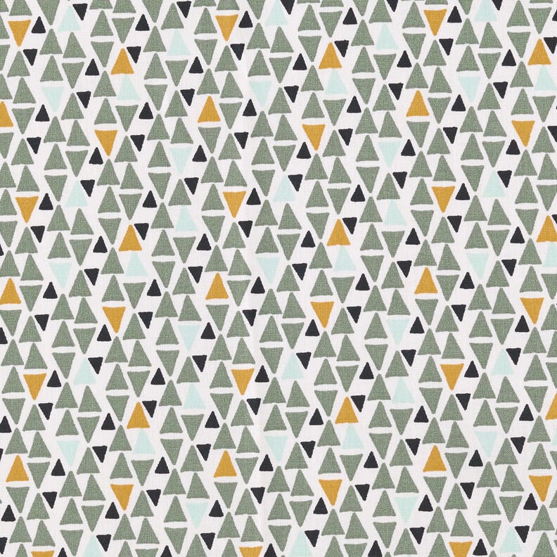 Katoenen stof Cretonne Mini-driehoekjes – riet/wit,  image number 1