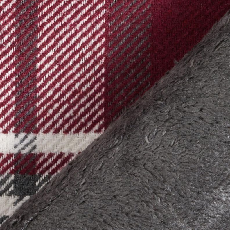 Jasstof met bonten detail geruit – bordeauxrood/leigrijs,  image number 4