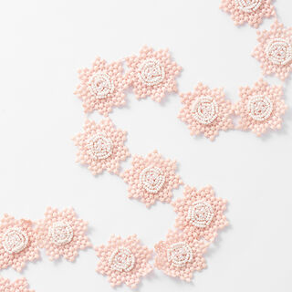 Kanten band Bloemen [45 mm] – roze/wit, 
